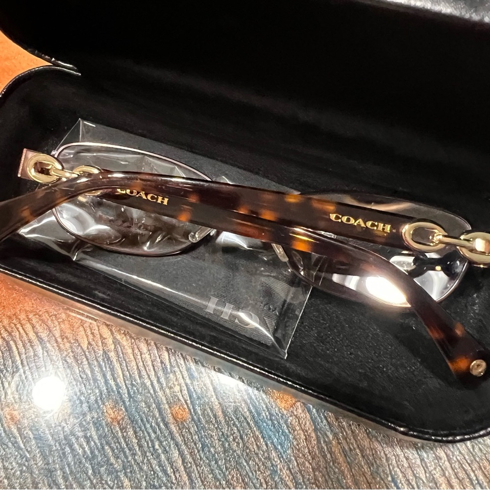 Coach Glasses Frames Satin Brown Dark Tortoise Gold Logo With Case New - Picture 6 of 13